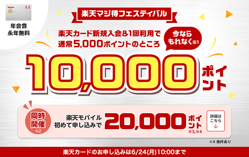 画像：楽天カード「10,000ポイントプレゼント」